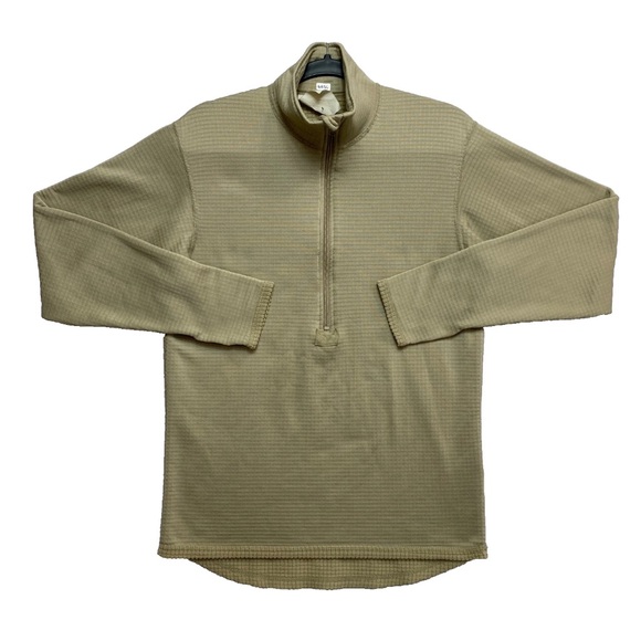 Polartec Grid Fleece Pullover XL Quarter Zip Military Therma USA Made Coyote - Picture 1 of 11